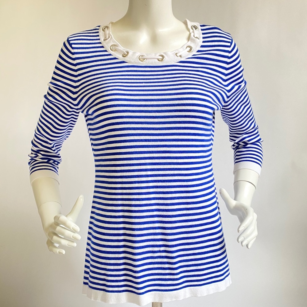 Madison Michelle 3/4 Sleeve Nautical Knit Top Sz M